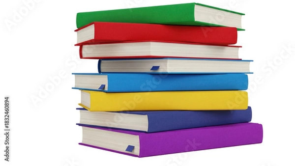 Fototapeta Stack of colorful books isolated on white background