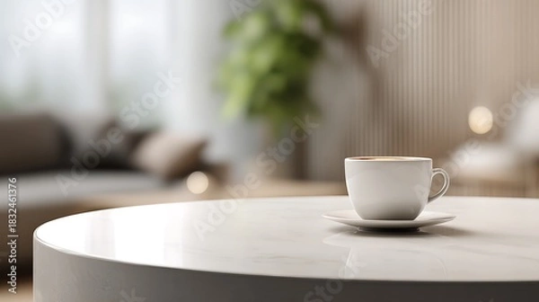 Fototapeta Coffee Cup on a Table Overlooking the City / 街を見下ろすテーブルの上のコーヒーカップ