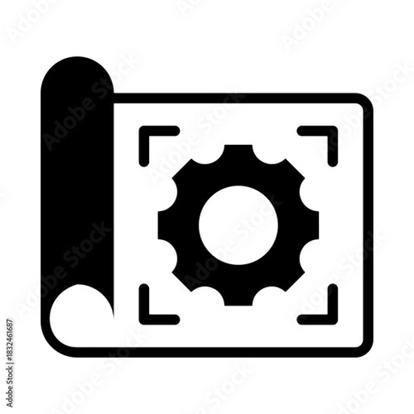 Fototapeta Blueprint Icon - Solid Black