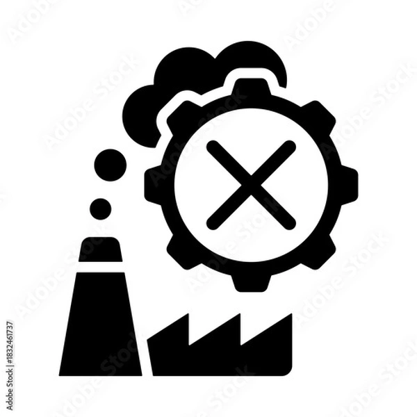 Fototapeta Emission Control Icon - Solid Black