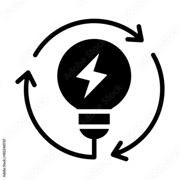 Fototapeta Renewable Energy Icon - Solid Black