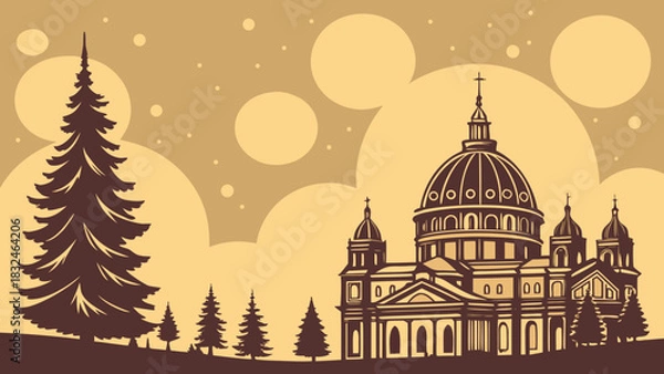 Obraz London skyline at sunset and night with St Louis Cathedral, a Parisian religious architecture landmark