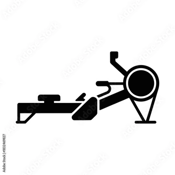 Obraz rowing machine glyph icon symbol for cardio exercise and strength fitness equipment