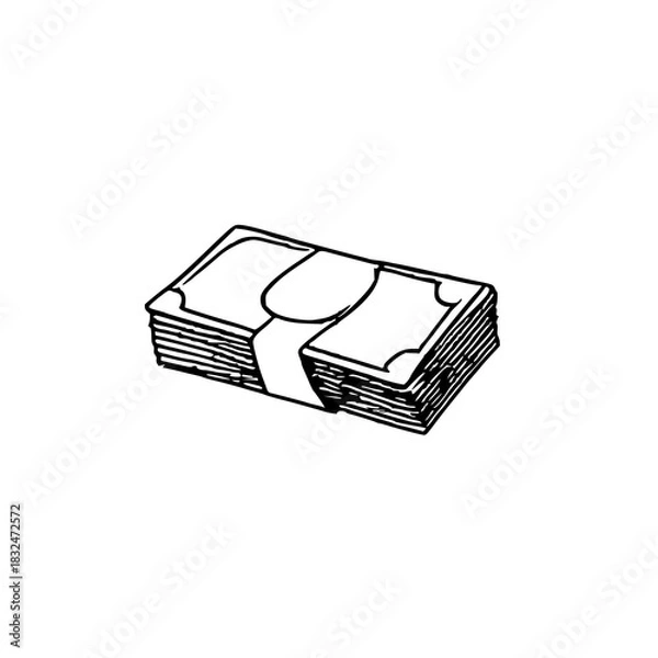 Fototapeta Minimalist line art drawing of a neat stack of fol
