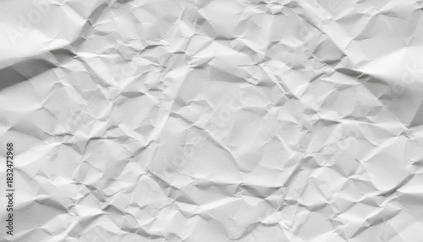 Fototapeta Crumpled white paper background with textured creases and soft shadows creating abstract pattern and tactile feel evoking simplicity and subtle mood Background Concept