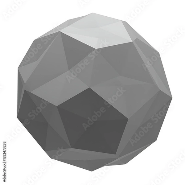 Fototapeta Low polygon 3d rendered gray sphere on a dark background