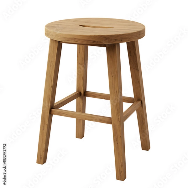 Fototapeta Wooden Stool Isolated on Black Background Minimalist Design and Style