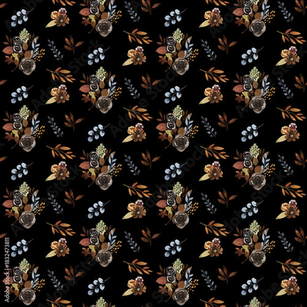 Fototapeta Hand Drawn Autumn Leaves Seamless Pattern