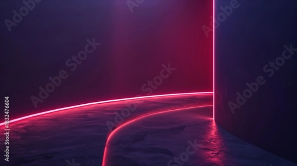 Fototapeta minimal type with neon line accents, symbol of digital detox