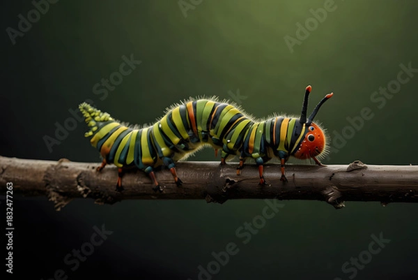 Obraz caterpillar on green