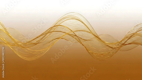 Fototapeta Golden flowing abstract waves on a gradient background smooth