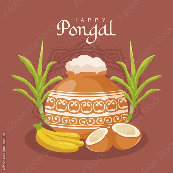 Fototapeta vector happy pongal poster template