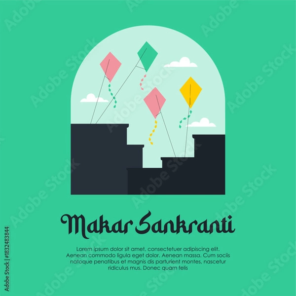 Fototapeta vector makar sankranti background template