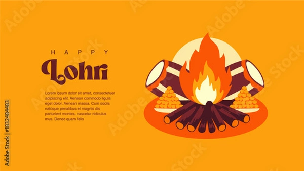 Fototapeta vector happy lohri poster template