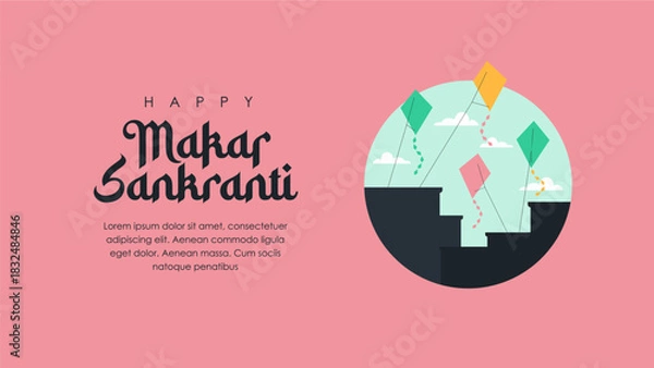 Fototapeta vector makar sankranti background template