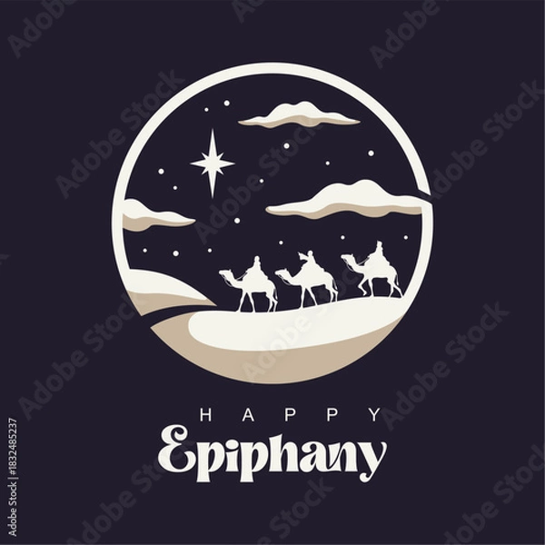 Fototapeta vector happy epiphany poster template