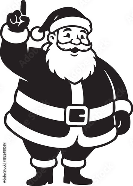 Fototapeta Black and White Santa Claus Pointing Up
