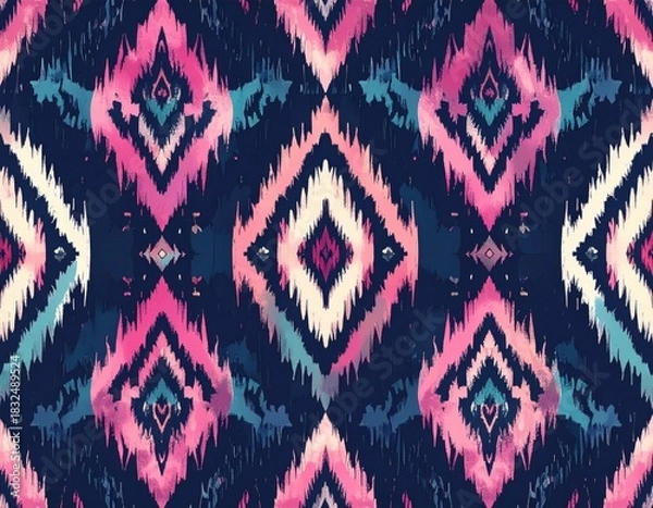 Fototapeta Vibrant Abstract Ikat Geometric Pattern