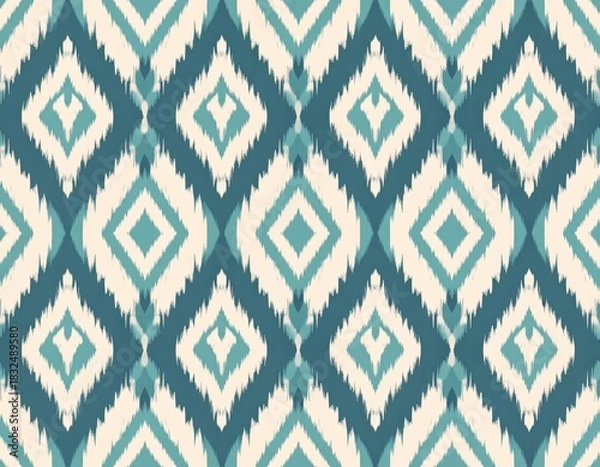 Obraz Modern Teal Ikat Diamond Pattern