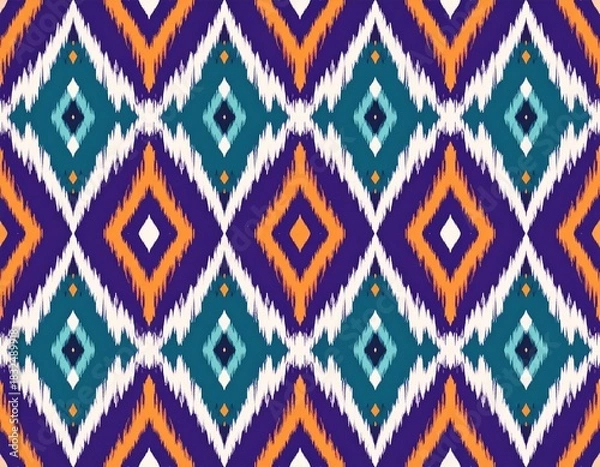 Obraz Vibrant Geometric Diamond Textile Design