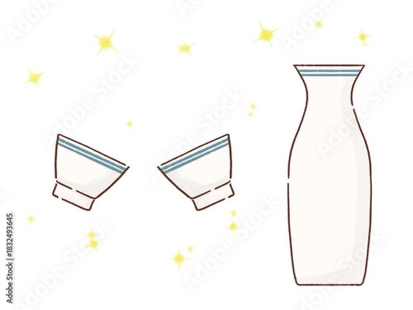 Obraz 日本酒で乾杯するワンポイントイラスト