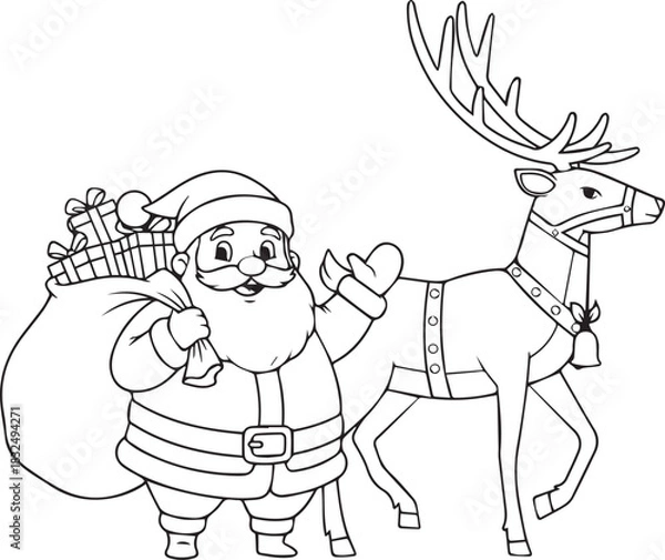 Fototapeta 🎁 Stern Santa Claus with Sack and Staff Illustration