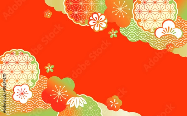 Obraz 美しい和風柄　イラスト背景