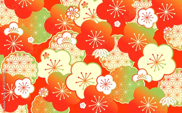 Obraz 美しい和風柄　イラスト背景