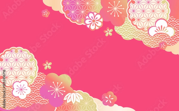 Obraz 美しい和風柄　イラスト背景