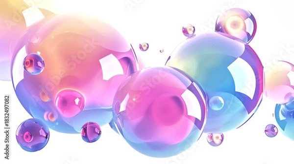 Fototapeta retro-futuristic rounded text style, pastel tones, white backgro