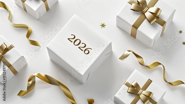 Fototapeta 2026 in sleek minimal gold typography, placed next to simple whi