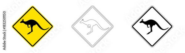 Obraz Kangaroo crossing traffic sign in vector format