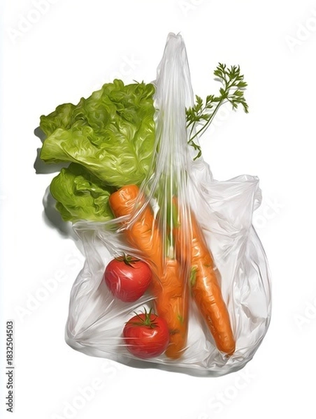 Obraz Vegetables in a clear plastic bag