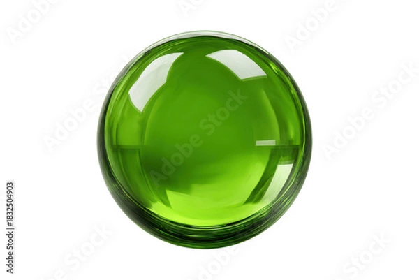 Fototapeta Transparent green glass sphere with reflections on black background liquid