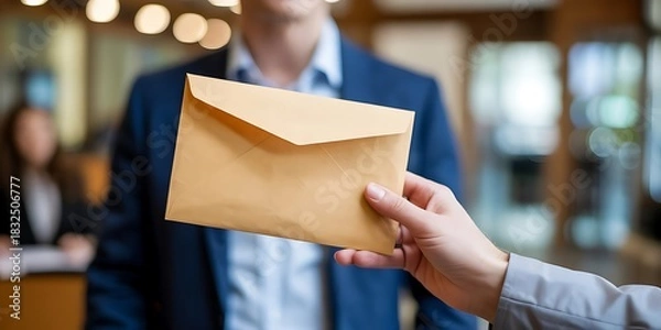 Obraz Hand Passing a Manilla Envelope to a Businessman giving