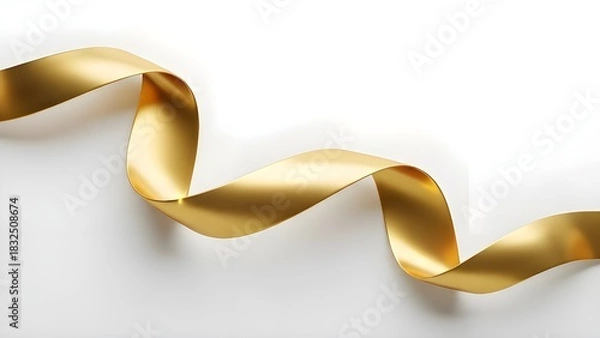 Fototapeta Golden Ribbon in Wavy Form: A shimmering golden ribbon gracefully winds across the frame, its elegant form a symbol of celebration and elegance.