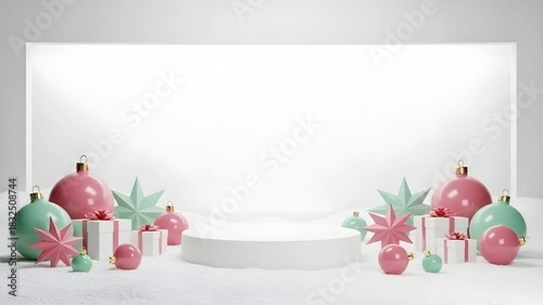 Fototapeta Holiday Ornament Display: An elegant arrangement of ornaments and festive elements, showcasing a celebratory atmosphere. Capturing a sense of holiday magic