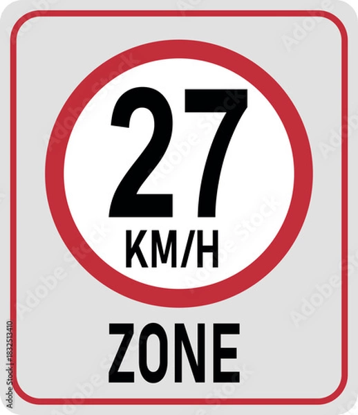 Fototapeta 27 km h speed limit zone. Vector illustration