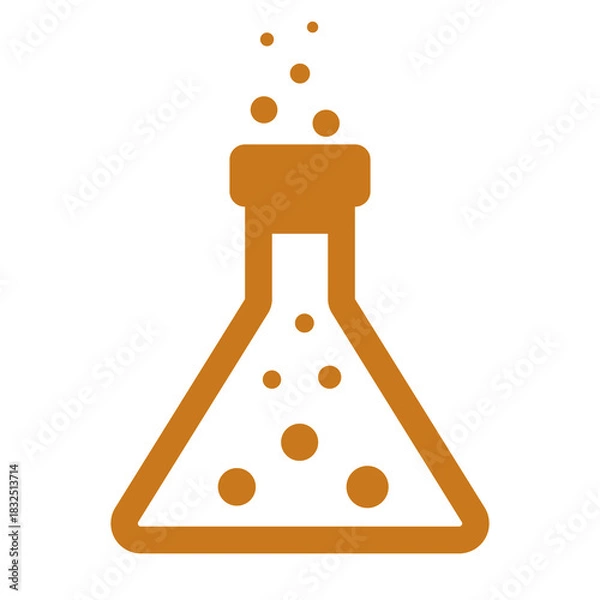 Obraz Science lab flask icon with bubbling liquid, representing experimentation and scientific research