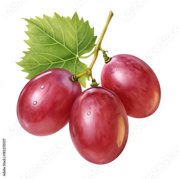 Fototapeta red grape isolated on white background
