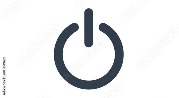 Fototapeta A simple, dark grey power button icon on a white background, representing power on or off.