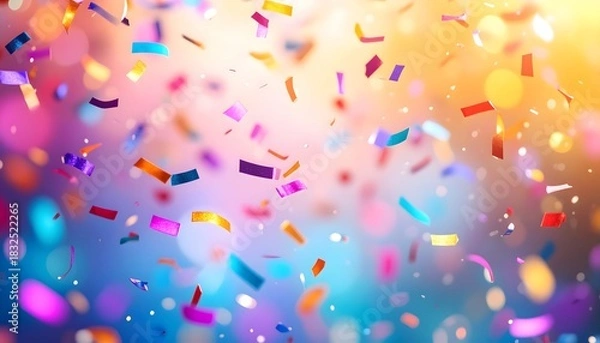 Obraz Colorful Celebration Festive Confetti Shower in a Vibrant, Abstract Background