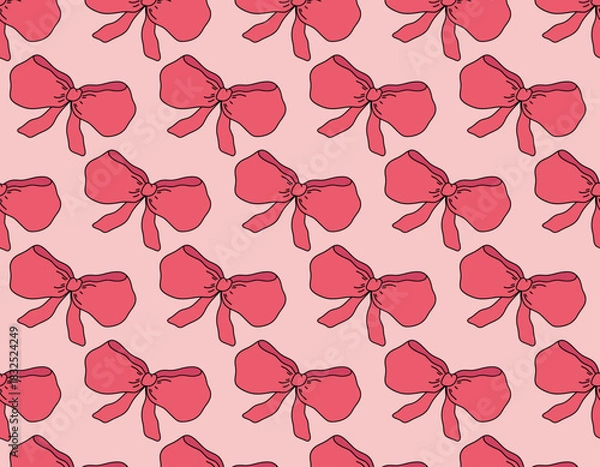 Obraz Seamless red Bow Tie. Seamless pattern with  cartoon bow knots, ribbons.