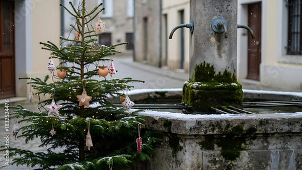 Obraz Christmas tree with a fountain