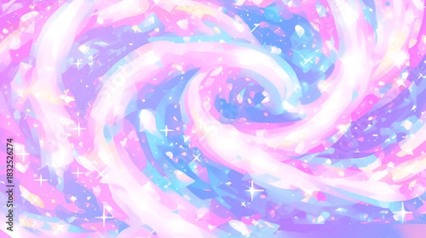 Obraz キラキラ輝くカラフルなパステルカラーの渦の背景