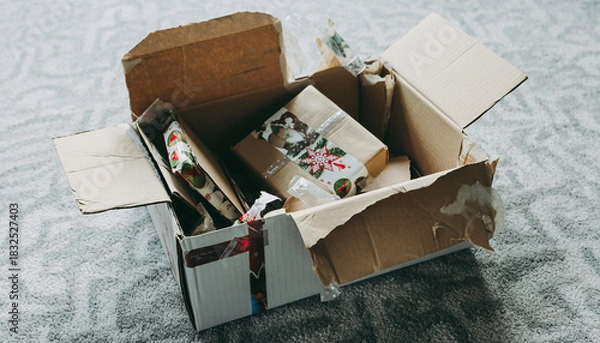 Fototapeta プレゼントの箱を開けた後