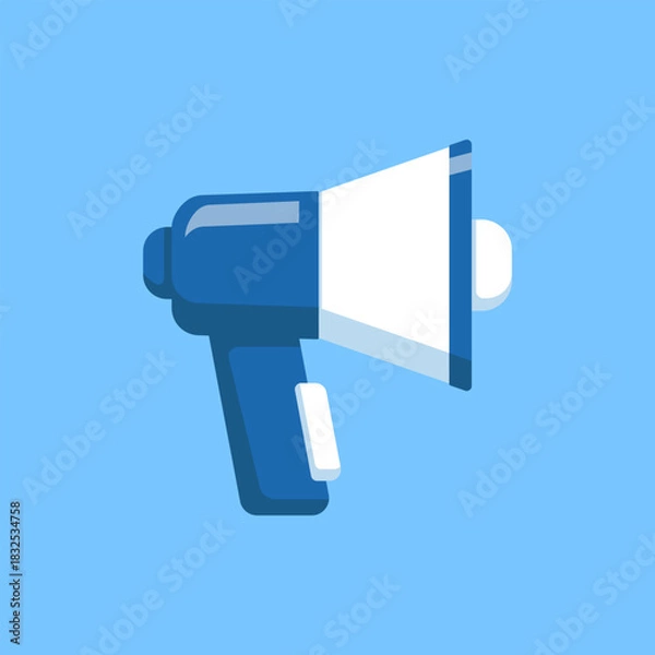 Obraz Flat Vector Illustration Blue Megaphone