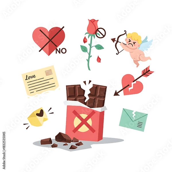 Obraz Anti-Valentine's Day: Rejection of Love and Romance Symbols