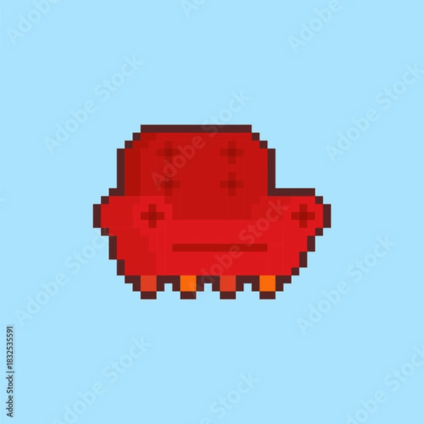 Obraz Pixel art Red Sofa game asset design