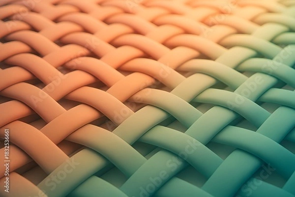 Fototapeta Close up of woven fabric texture with warm to cool color gradient
